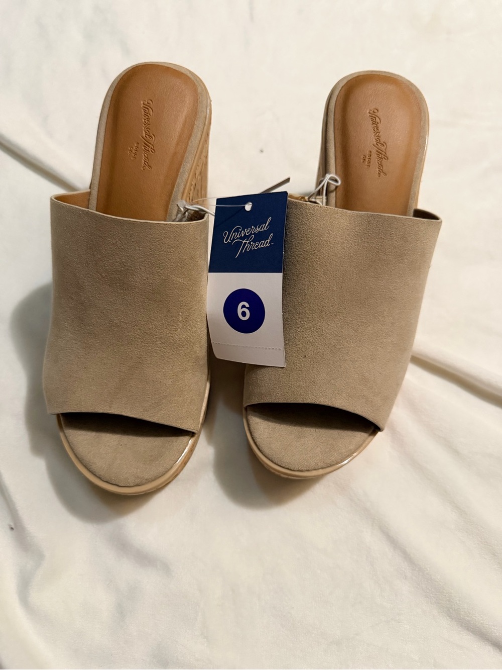 Universal Thread Taupe Open-Toe Suede Slide Mules